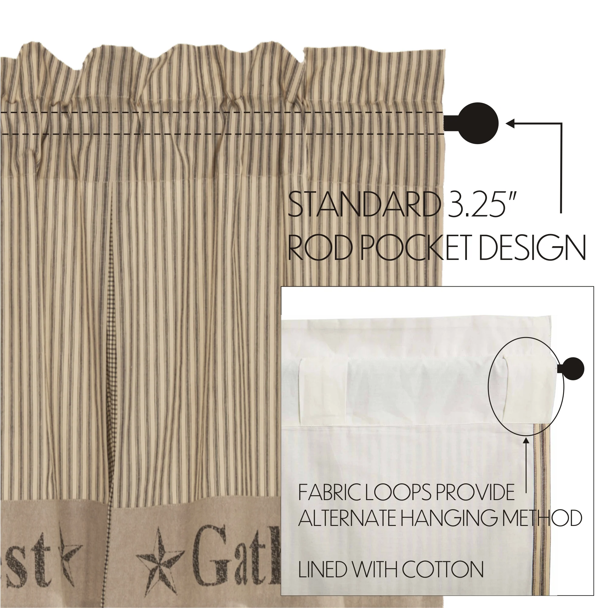 Sawyer Mill Charcoal Gather Valance 20'' x 72'' - Image 4