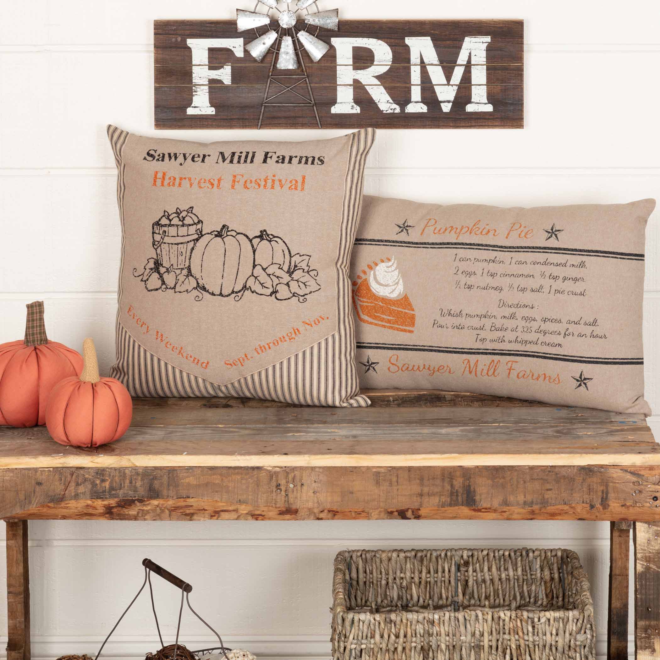 Sawyer Mill Charcoal Harvest Festival 18" Fall Accent Pillow - Image 3
