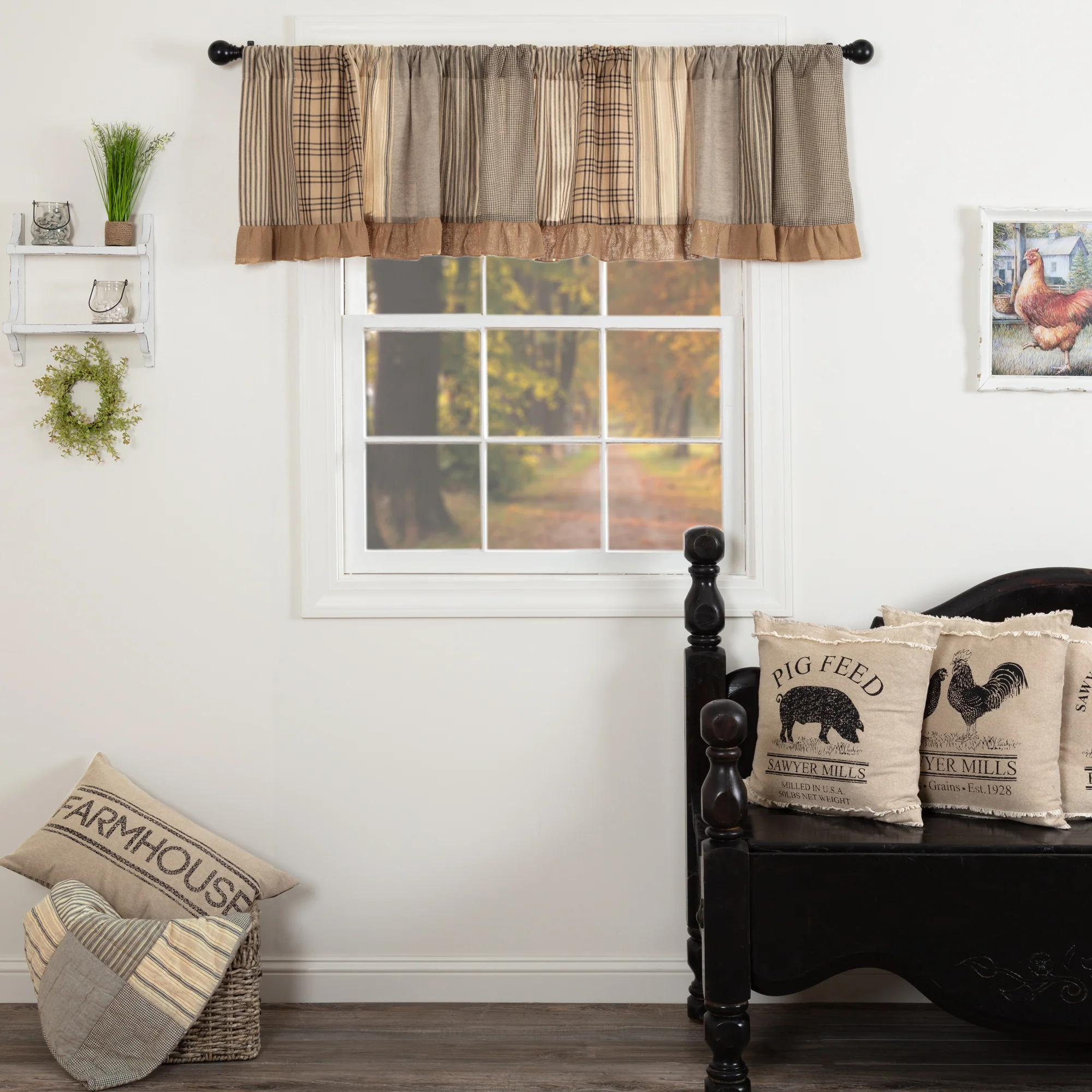 Sawyer Mill Charcoal Patchwork Valance 19" x 90"
