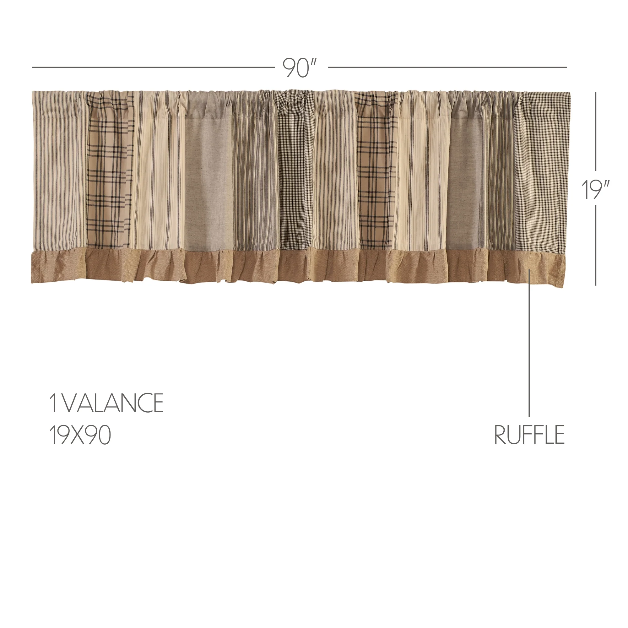 Sawyer Mill Charcoal Patchwork Valance 19" x 90" - Image 2
