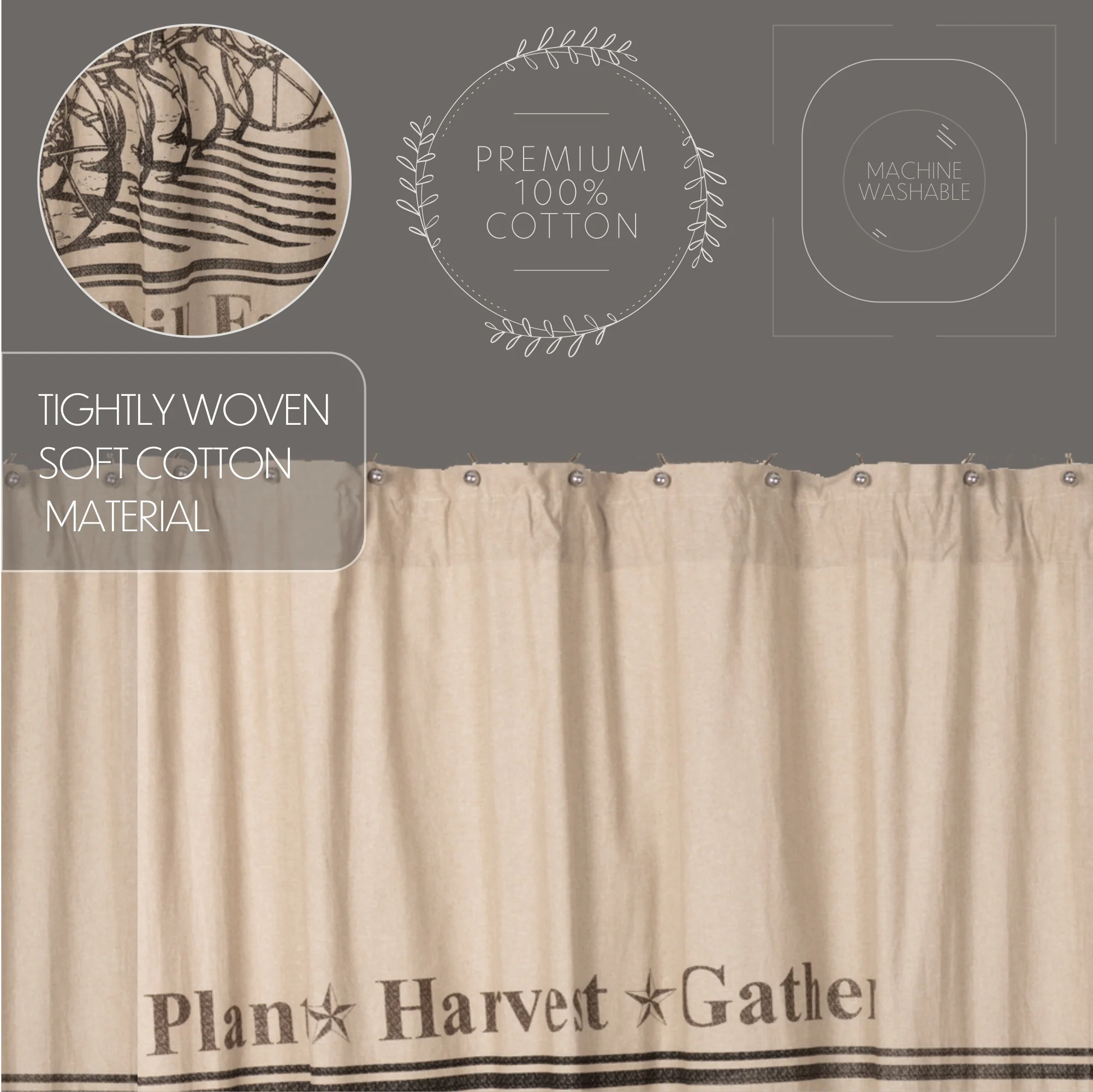 Sawyer Mill Charcoal Plow Shower Curtain 72" x 72" - Image 4