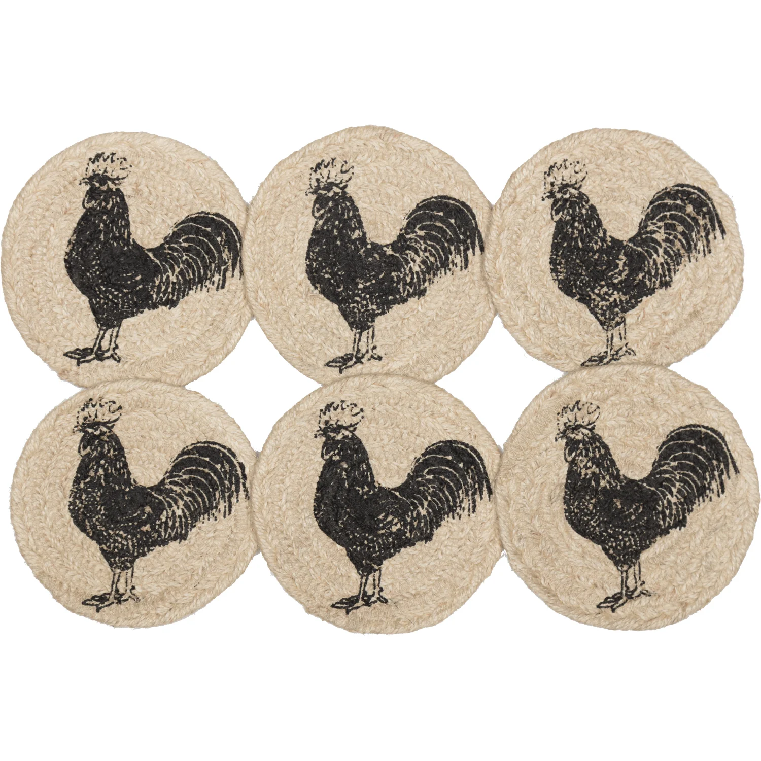 Sawyer Mill Charcoal Poultry Jute Coaster Set of 6 - Image 2