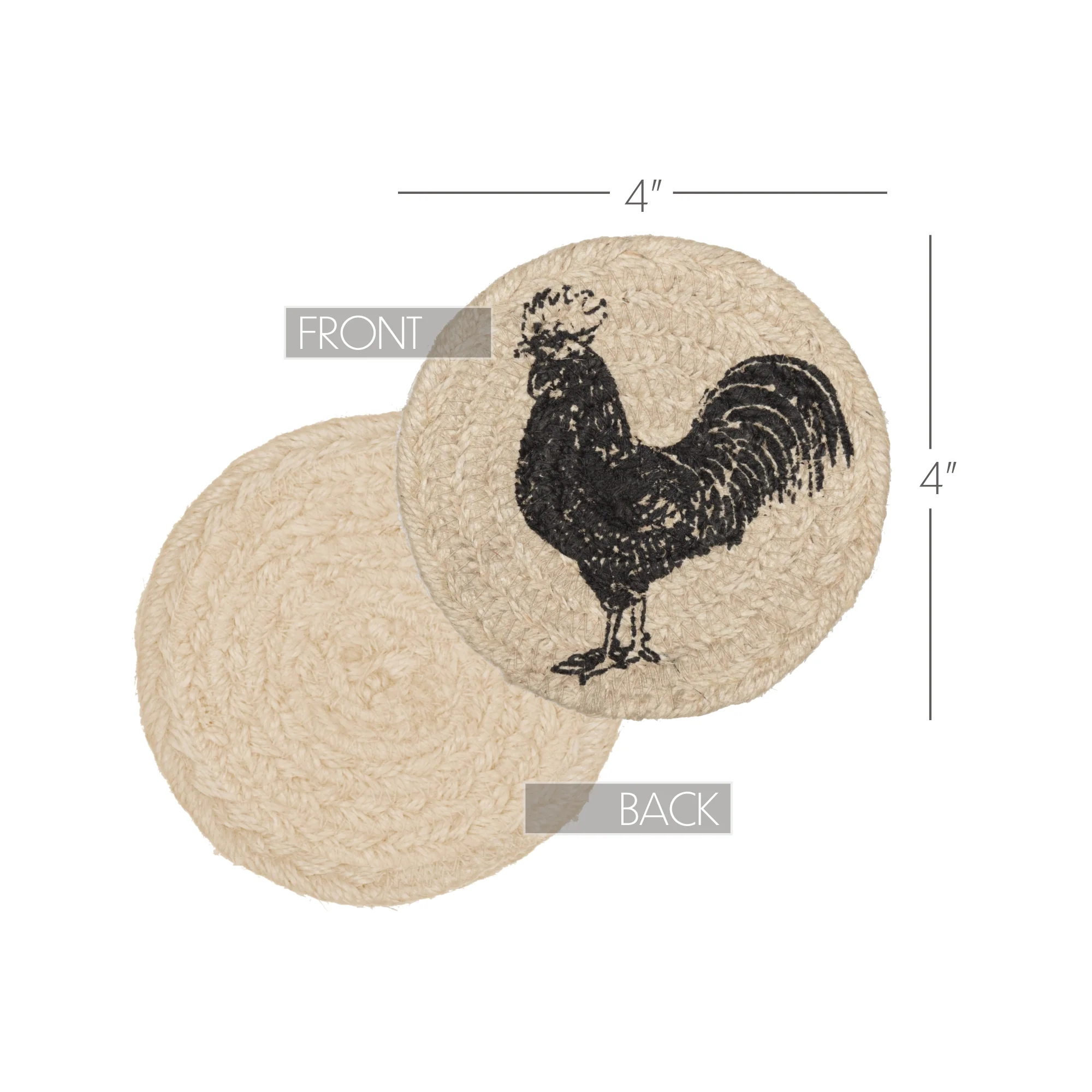 Sawyer Mill Charcoal Poultry Jute Coaster Set of 6 - Image 6