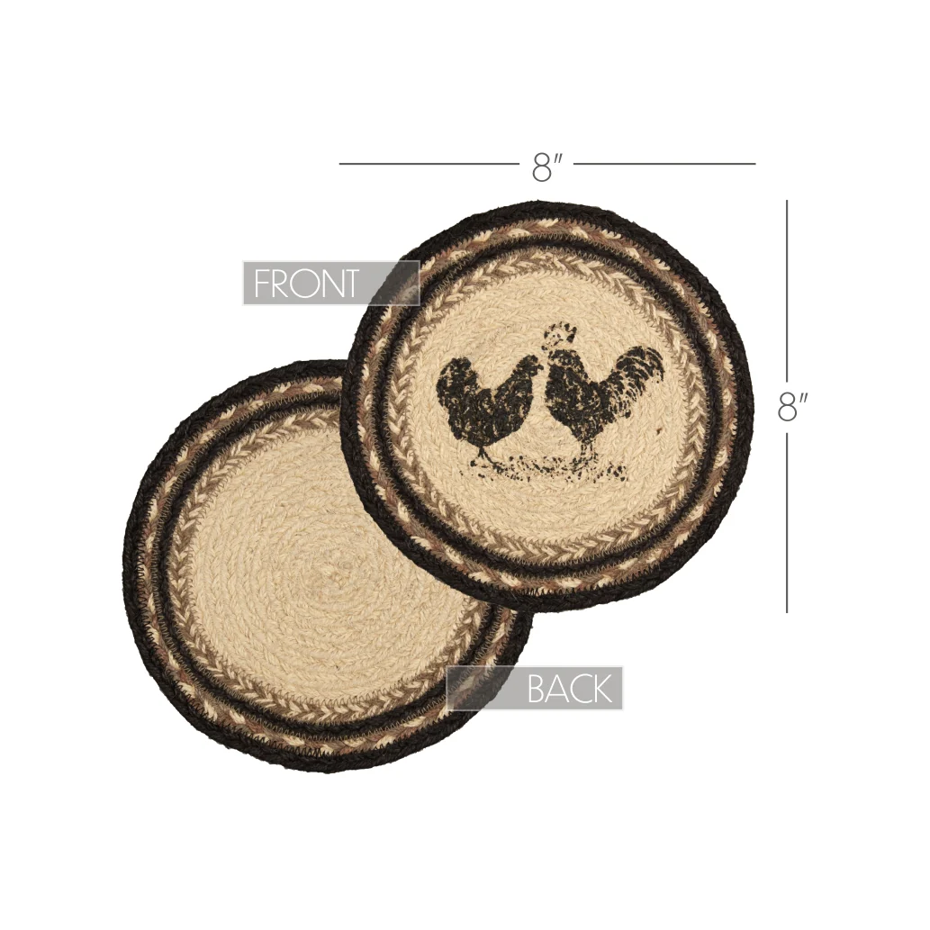 Sawyer Mill Charcoal Poultry Jute Trivet 8" Diameter - Image 2