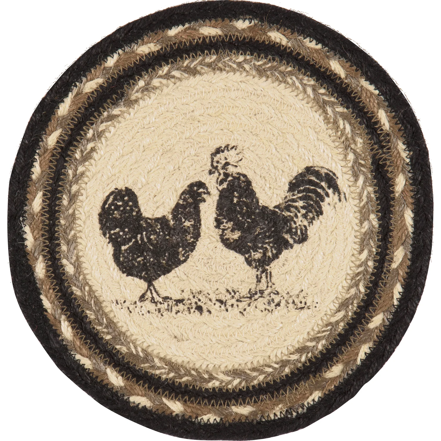 Sawyer Mill Charcoal Poultry Jute Trivet 8" Diameter - Image 4
