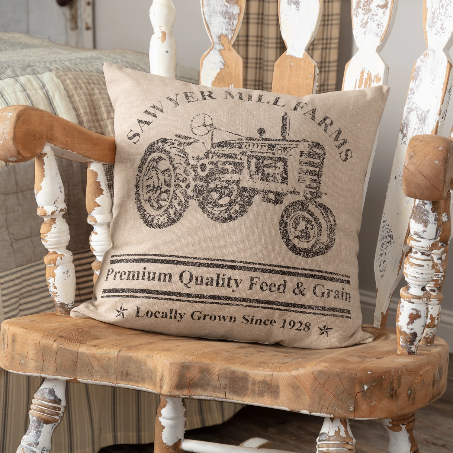 Sawyer Mill Charcoal Tractor 18" Pillow