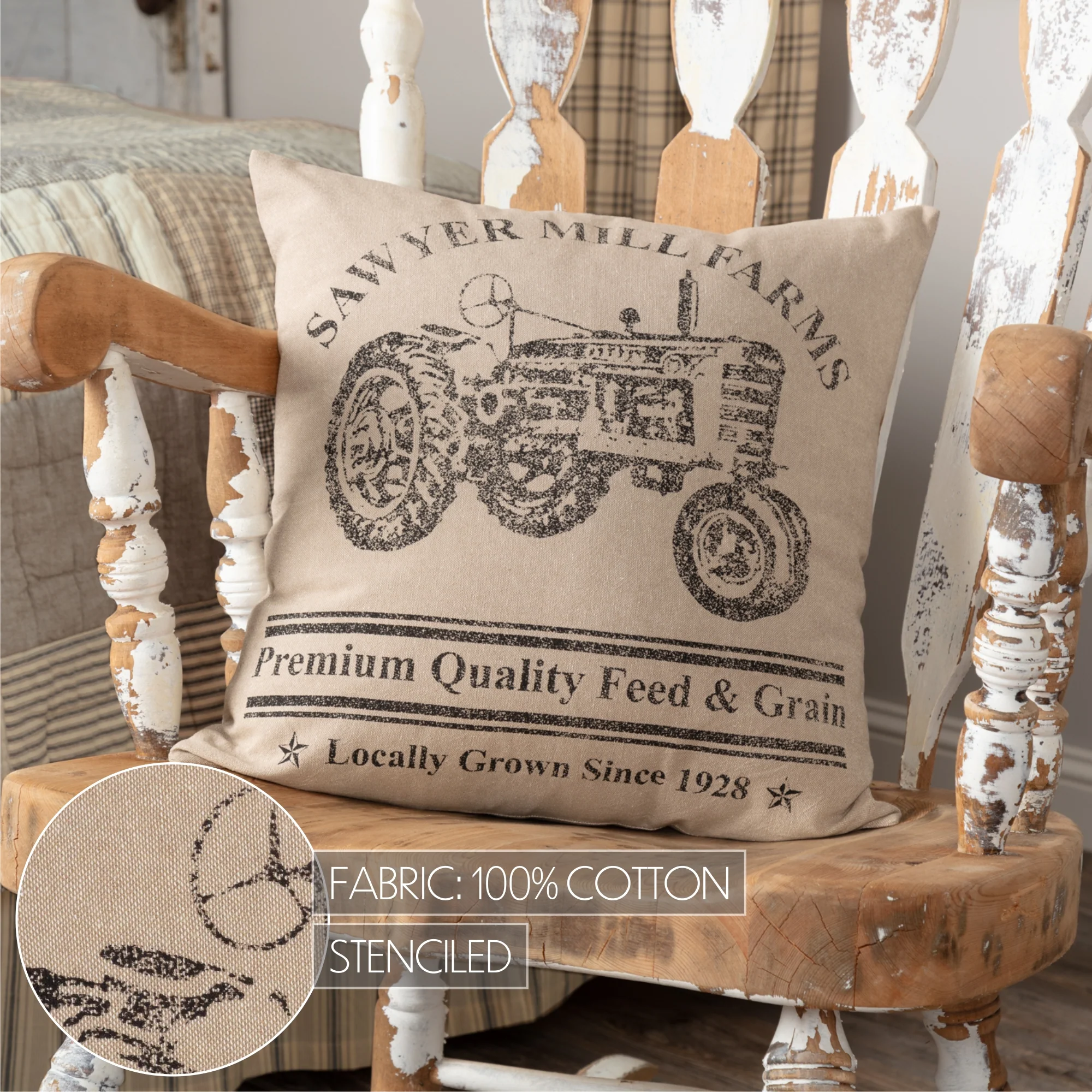 Sawyer Mill Charcoal Tractor 18" Pillow - Image 5
