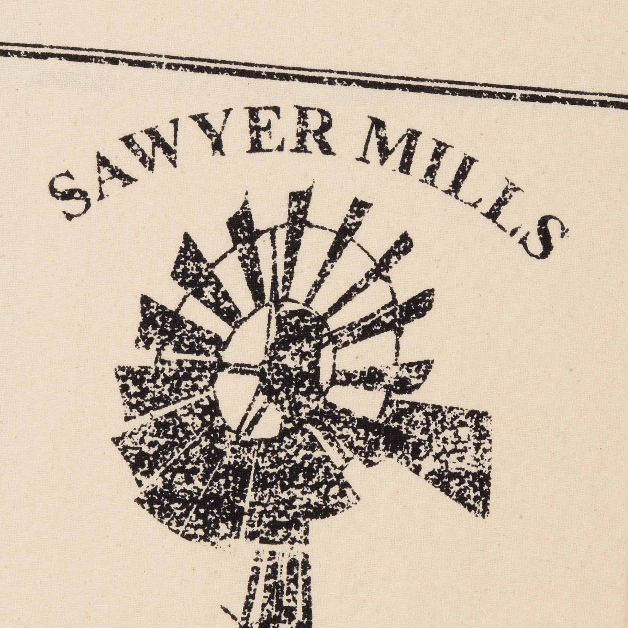 Sawyer Mill Charcoal Windmill Muslin Unbleached Natural Tea Towel - Image 2