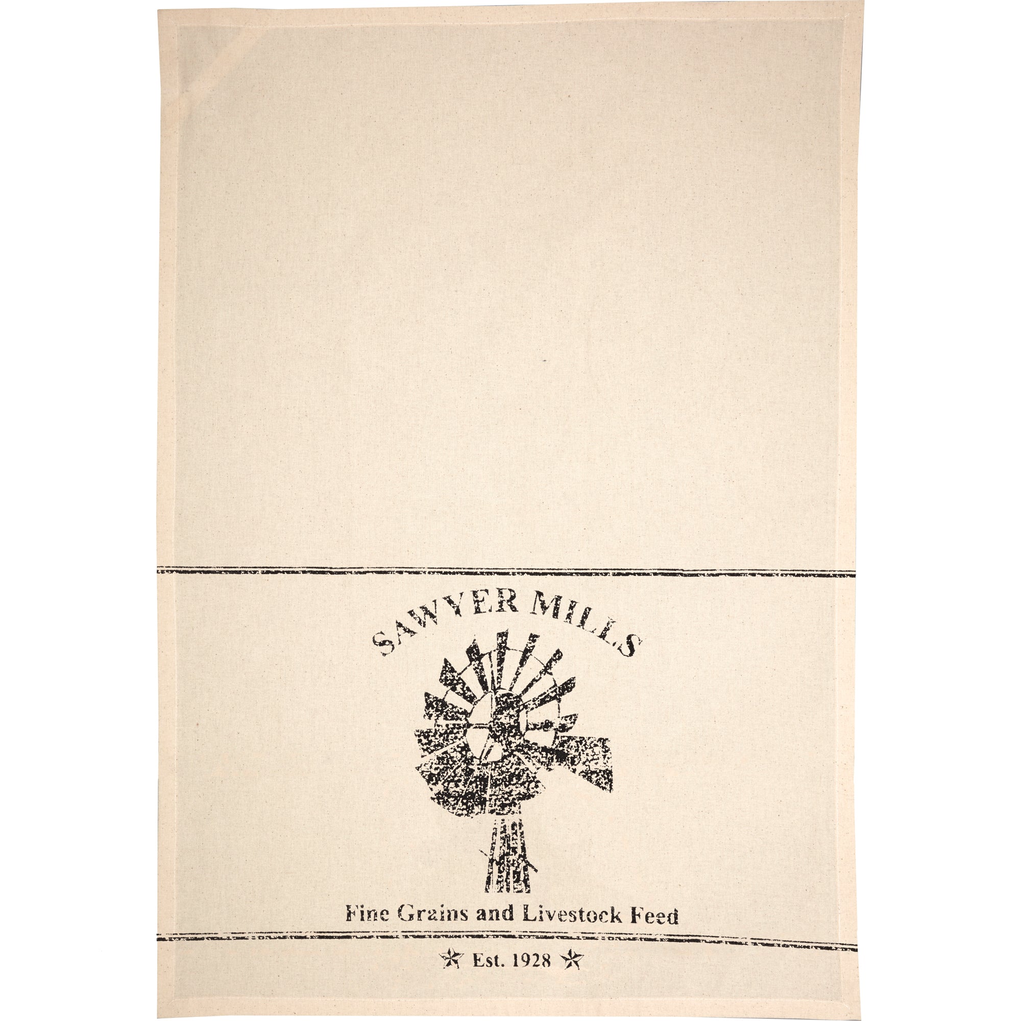Sawyer Mill Charcoal Windmill Muslin Unbleached Natural Tea Towel - Image 3