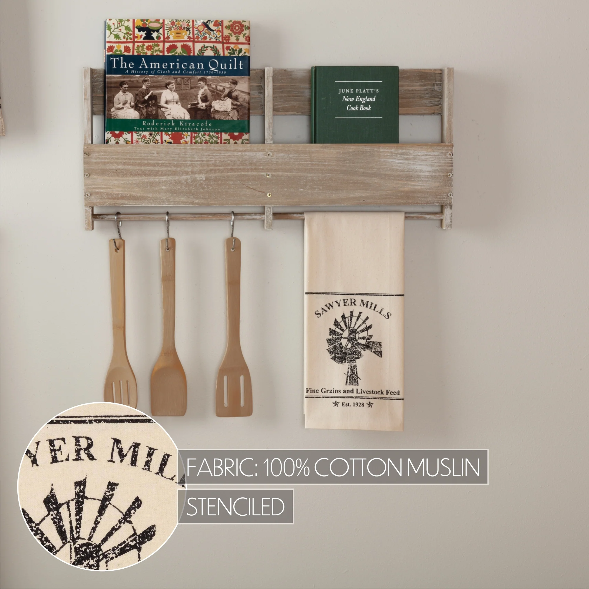Sawyer Mill Charcoal Windmill Muslin Unbleached Natural Tea Towel - Image 5