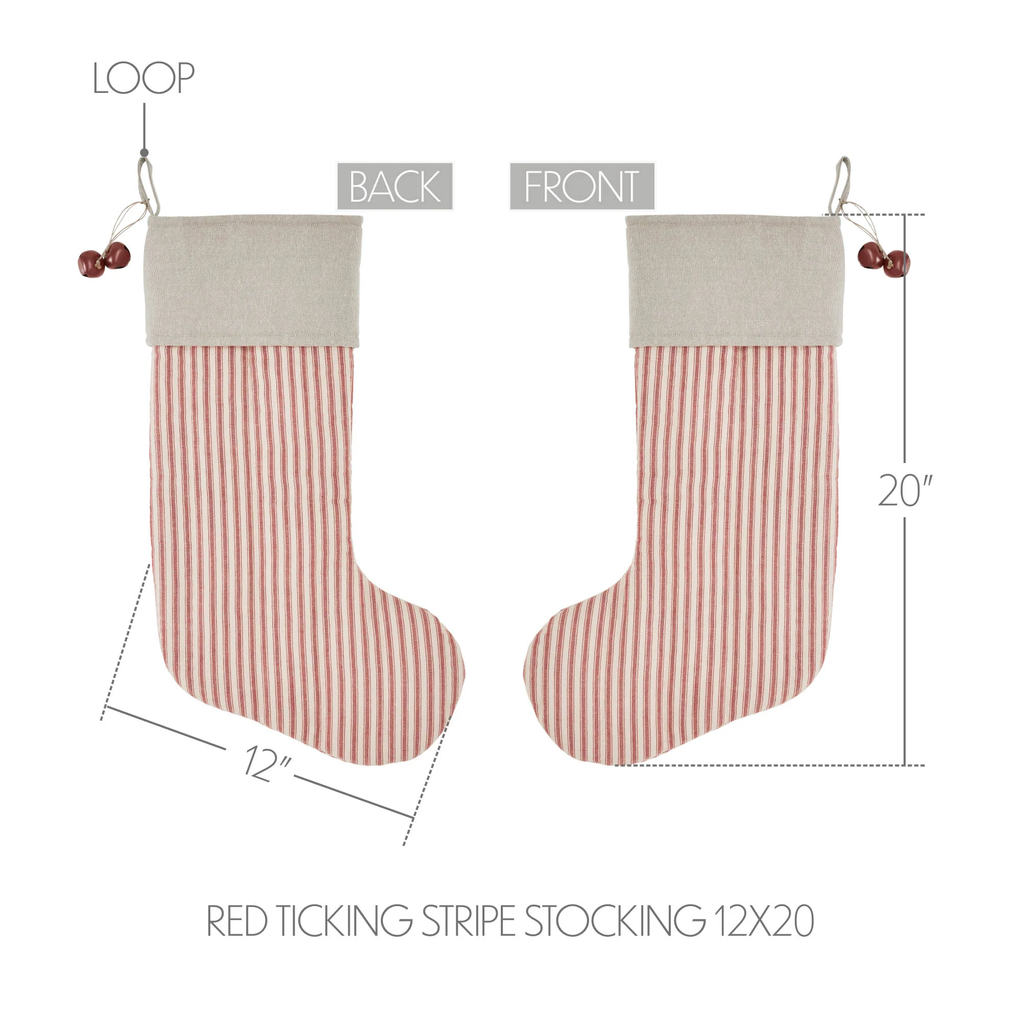 Sawyer Mill Red Ticking Stripe 20" Stocking - Image 3