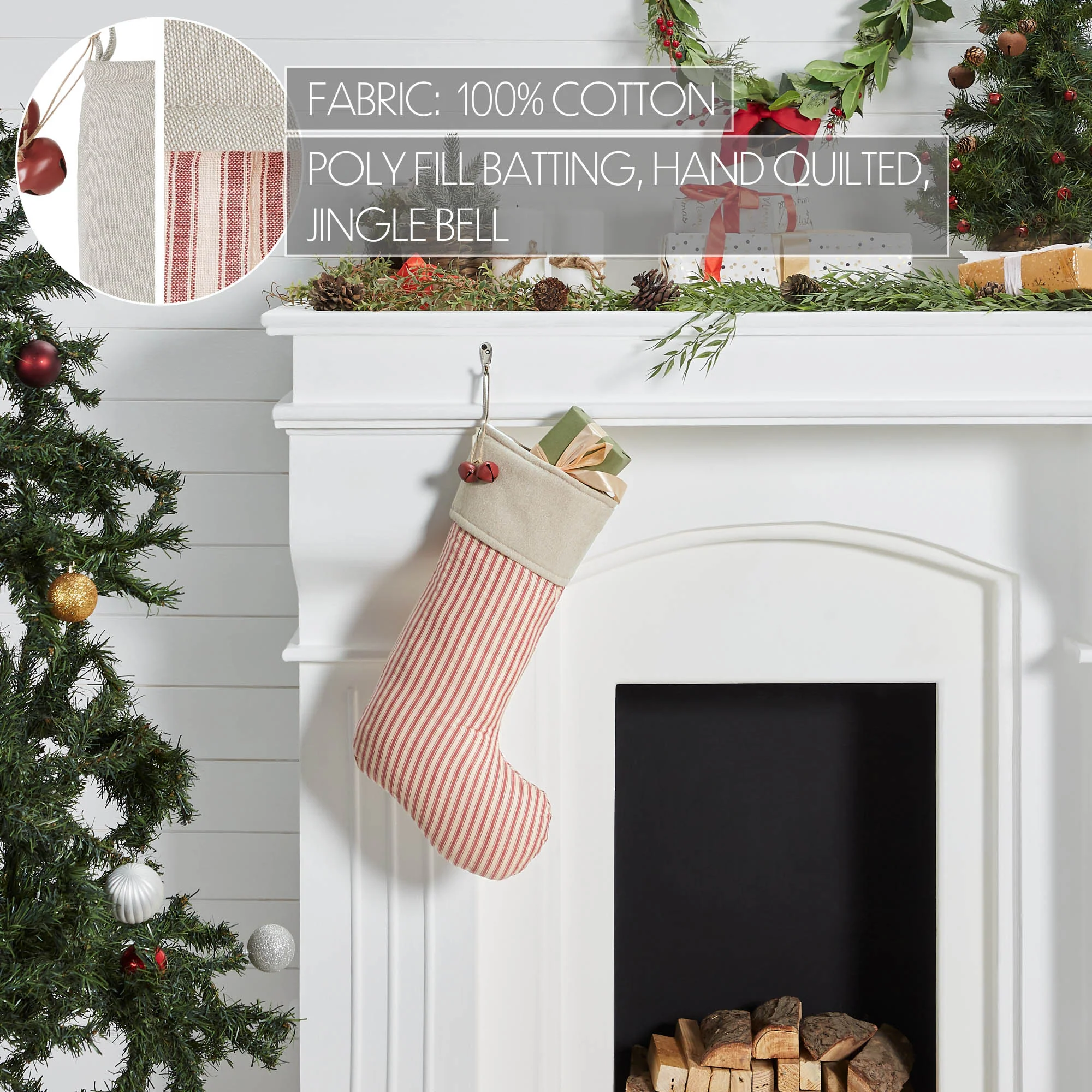 Sawyer Mill Red Ticking Stripe 20" Stocking - Image 4