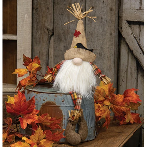 Scarecrow Gnome with Crow Hat and Dangle Legs 15.5" H - Image 2