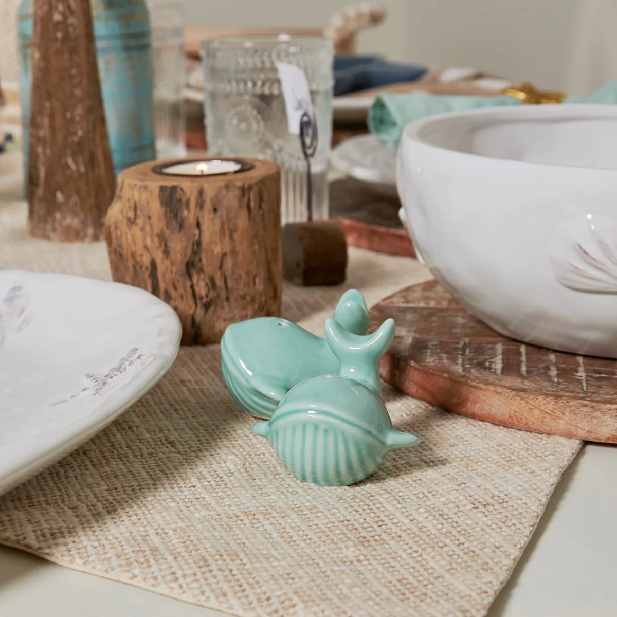 Sea Green Whale Salt And Pepper Shakers - Image 2