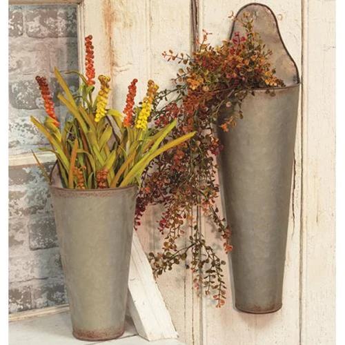 💙 💙 Set of 2 Rustic Galvanized Cone Buckets