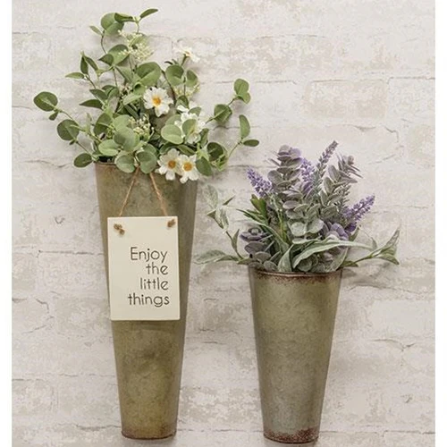 💙 💙 Set of 2 Rustic Galvanized Cone Buckets - Image 4