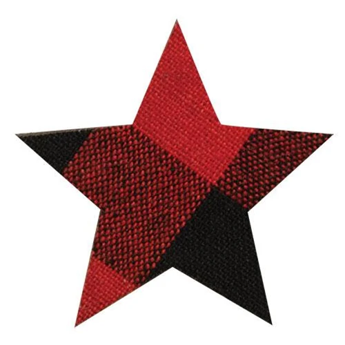 Set of 10 Red Black Plaid Star Bowl Filler Mini 1.5" - Image 3