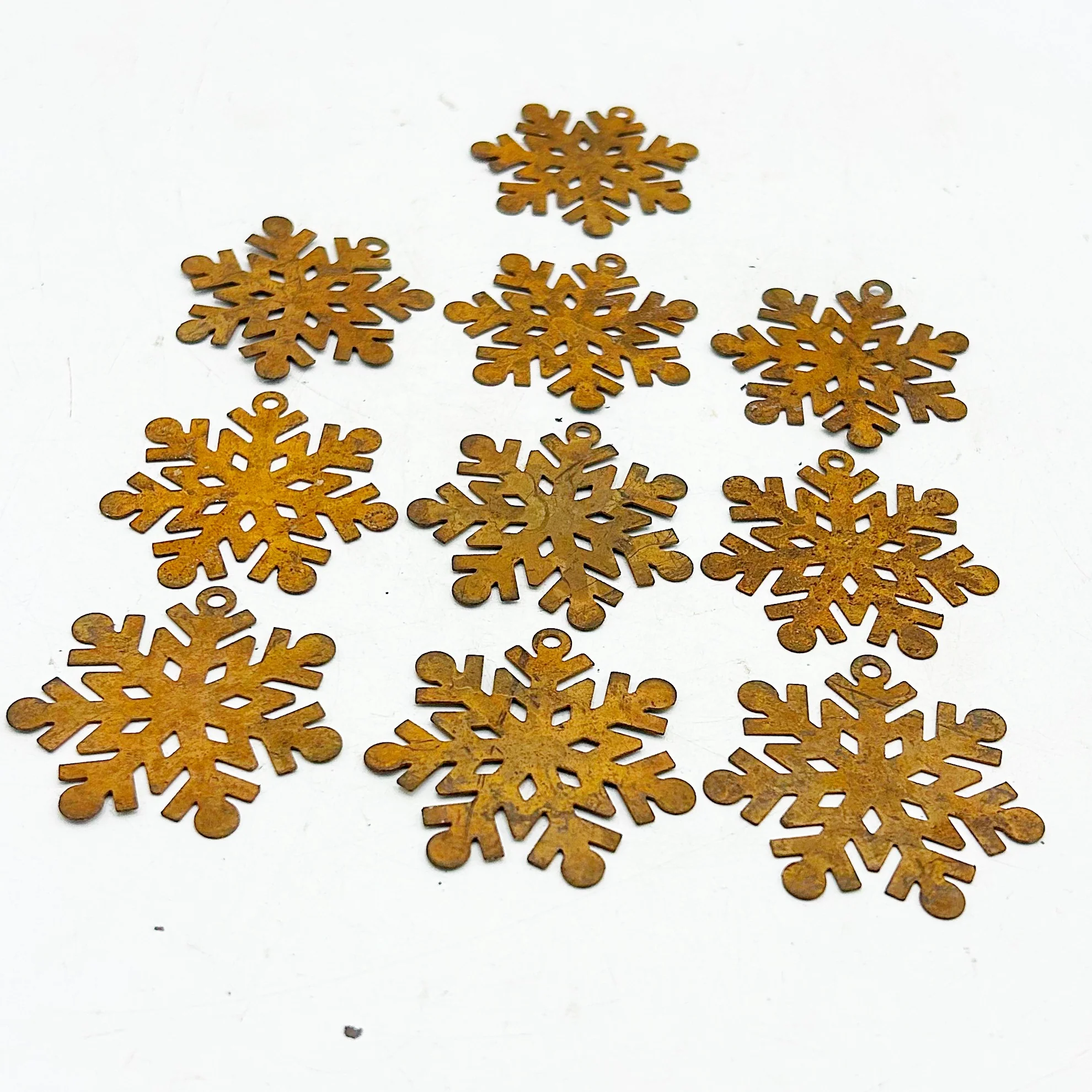 Set of 10 Rusty Snowflakes 1.5" Decoration Craft Supplies - Image 2