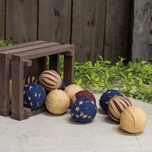 Set of 12 Americana Decorative Rag Balls - Image 2
