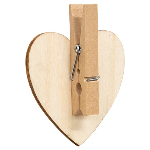 Set of 12 Heart Shaped Wooden Clip Tags - Image 4