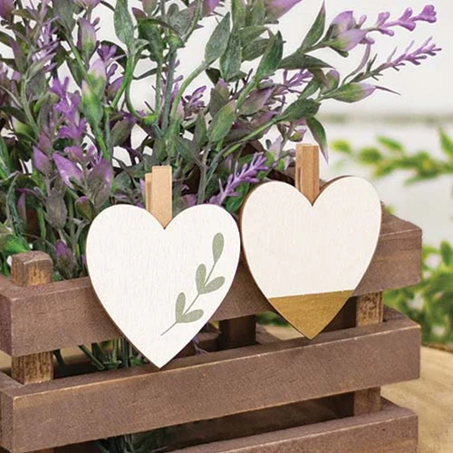 Set of 12 Heart Shaped Wooden Clip Tags - Image 5