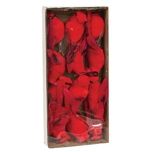 Set of 12 Mini Feather Cardinal Clip Ornaments - Image 2