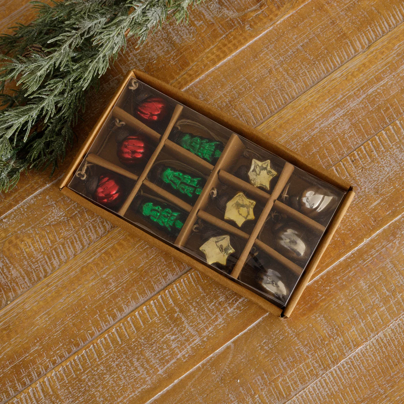 Set of 12 Nostalgic Mini Glass Christmas Shaped Ornaments - Image 2