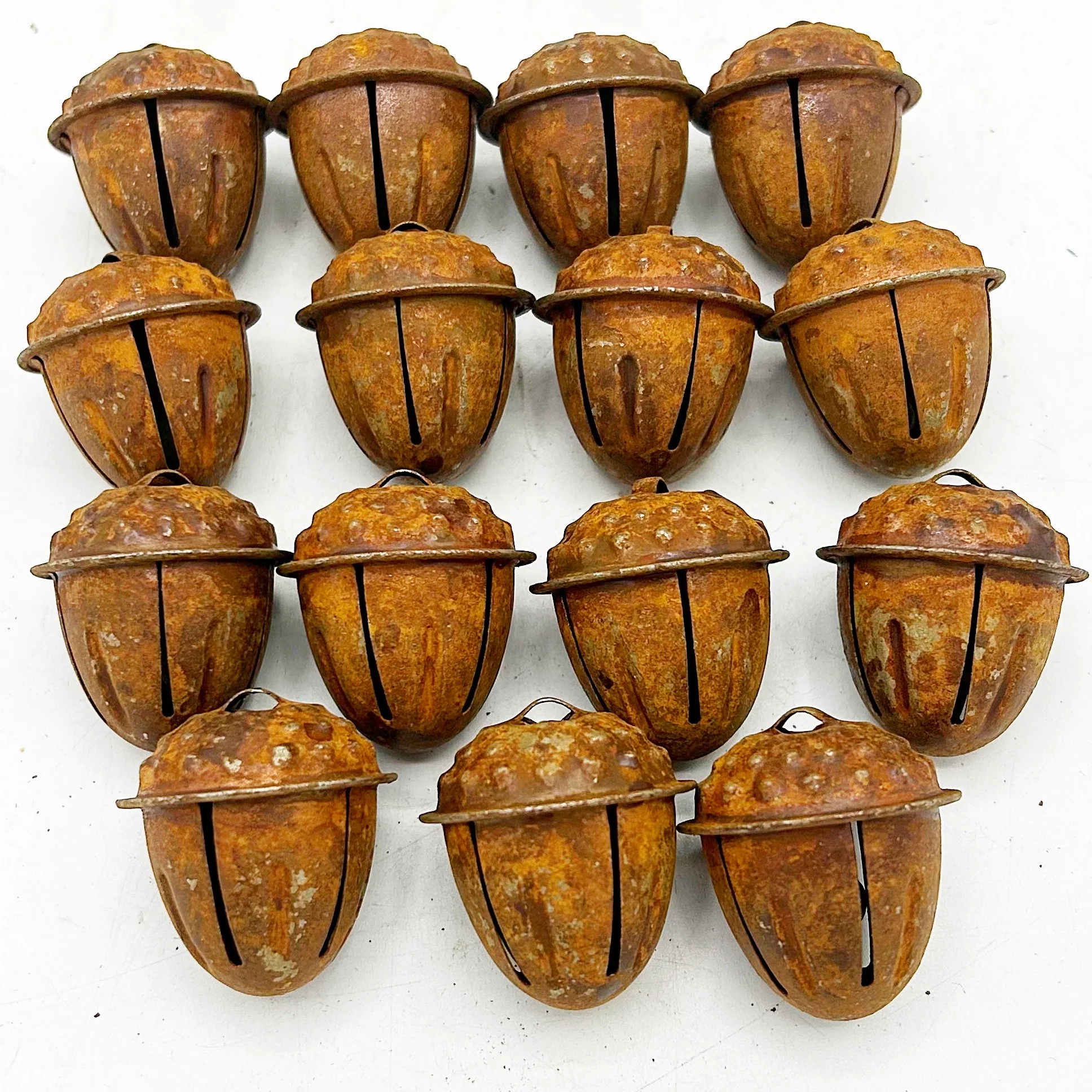 ๐ Set of 15 Rusty Acorn Shaped Bells