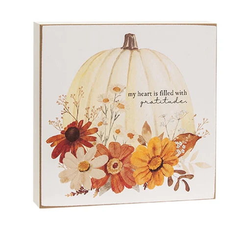 Set of 2 A Thankful Heart Fall Floral Box Signs - Image 2