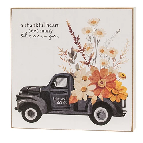 Set of 2 A Thankful Heart Fall Floral Box Signs - Image 3