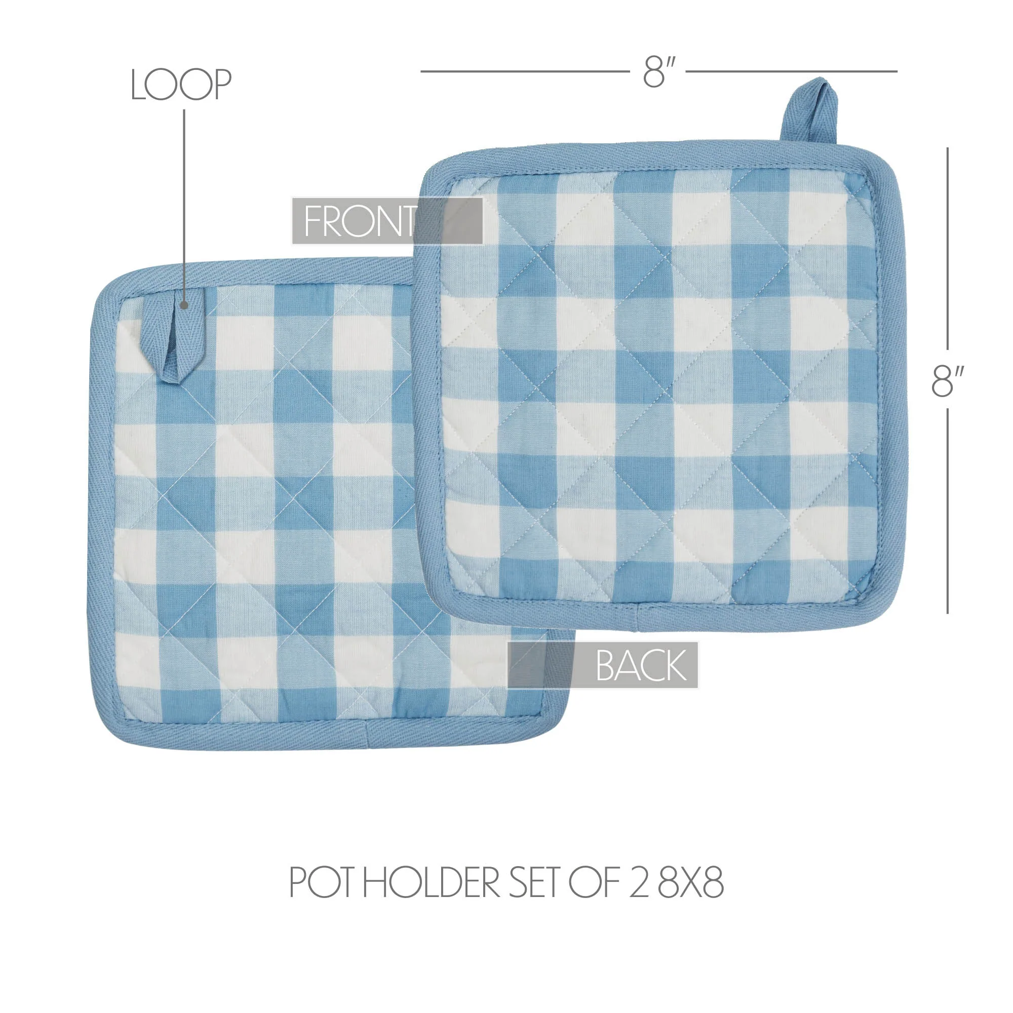 Set of 2 Annie Buffalo Check Blue Pot Holder - Image 3