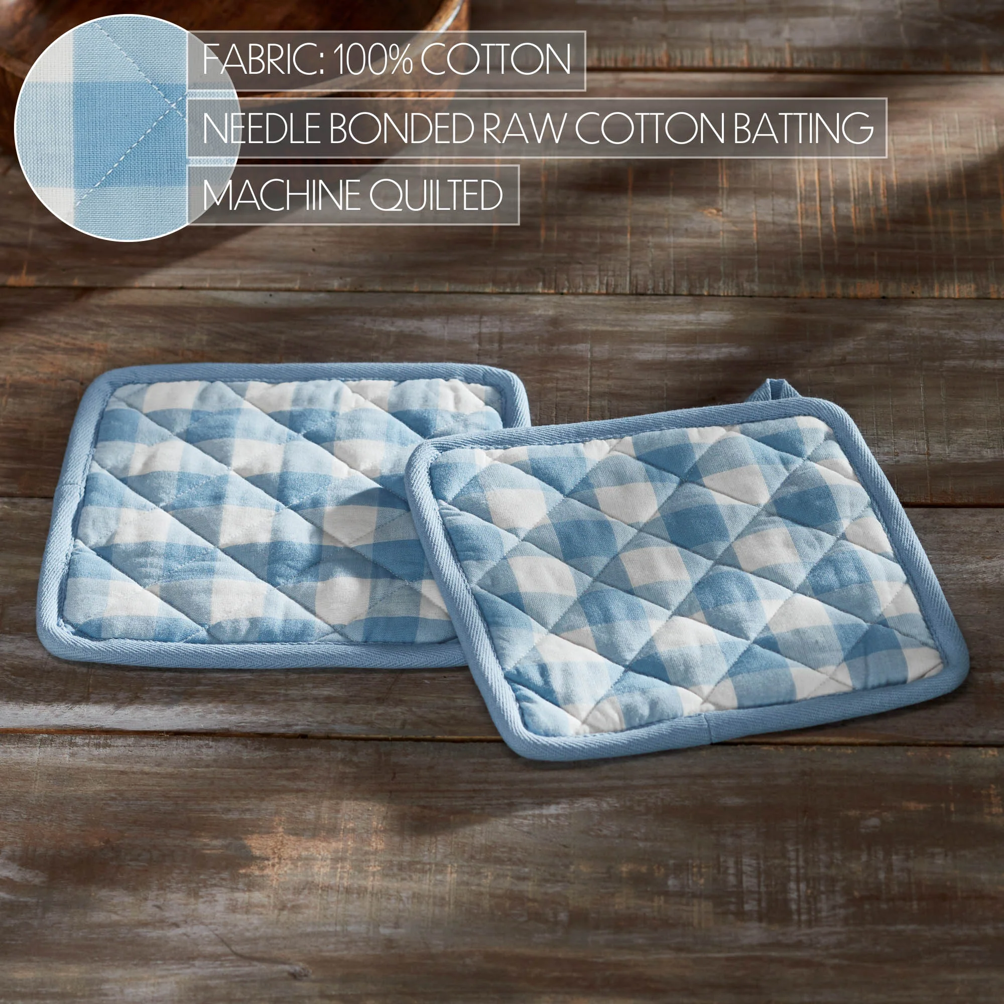 Set of 2 Annie Buffalo Check Blue Pot Holder - Image 4