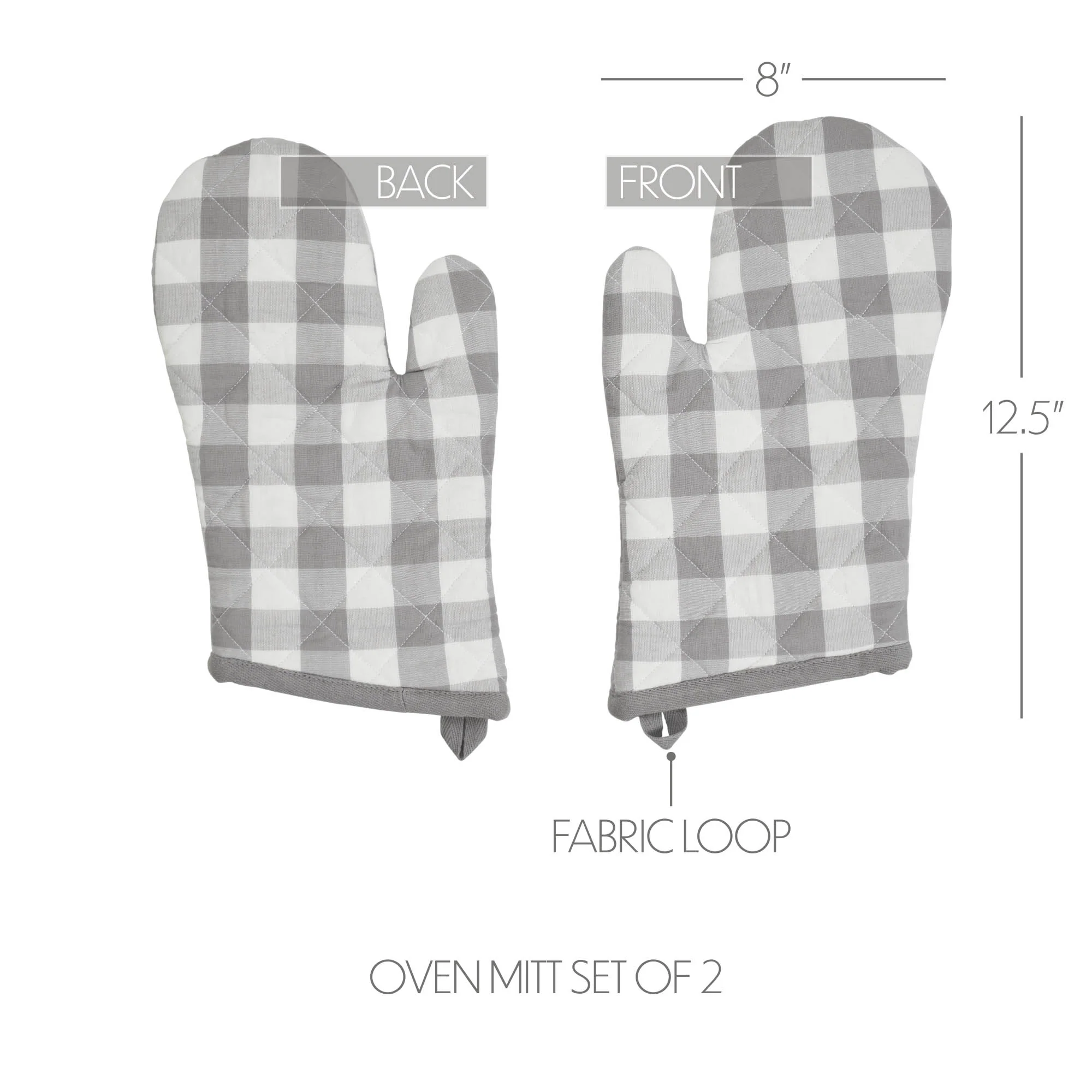 Set of 2 Annie Buffalo Check Grey Oven Mitts - Image 2