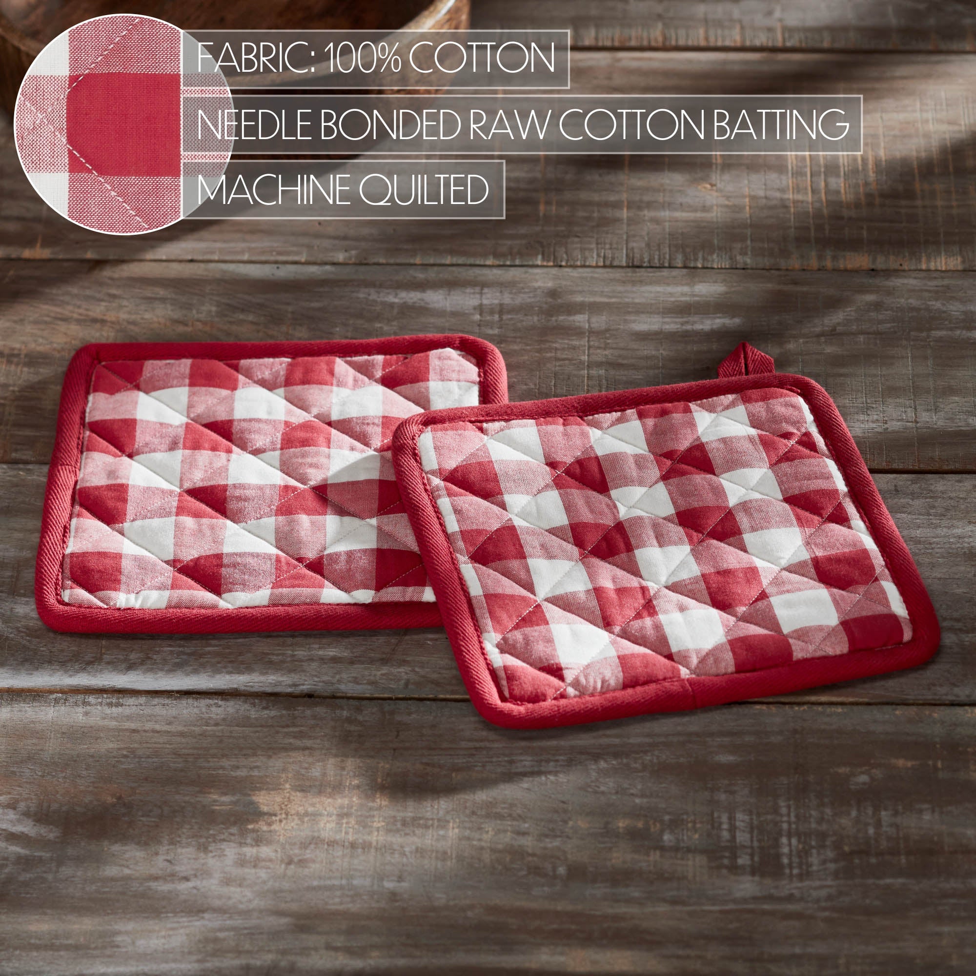Set of 2 Annie Buffalo Check Red Pot Holders - Image 2