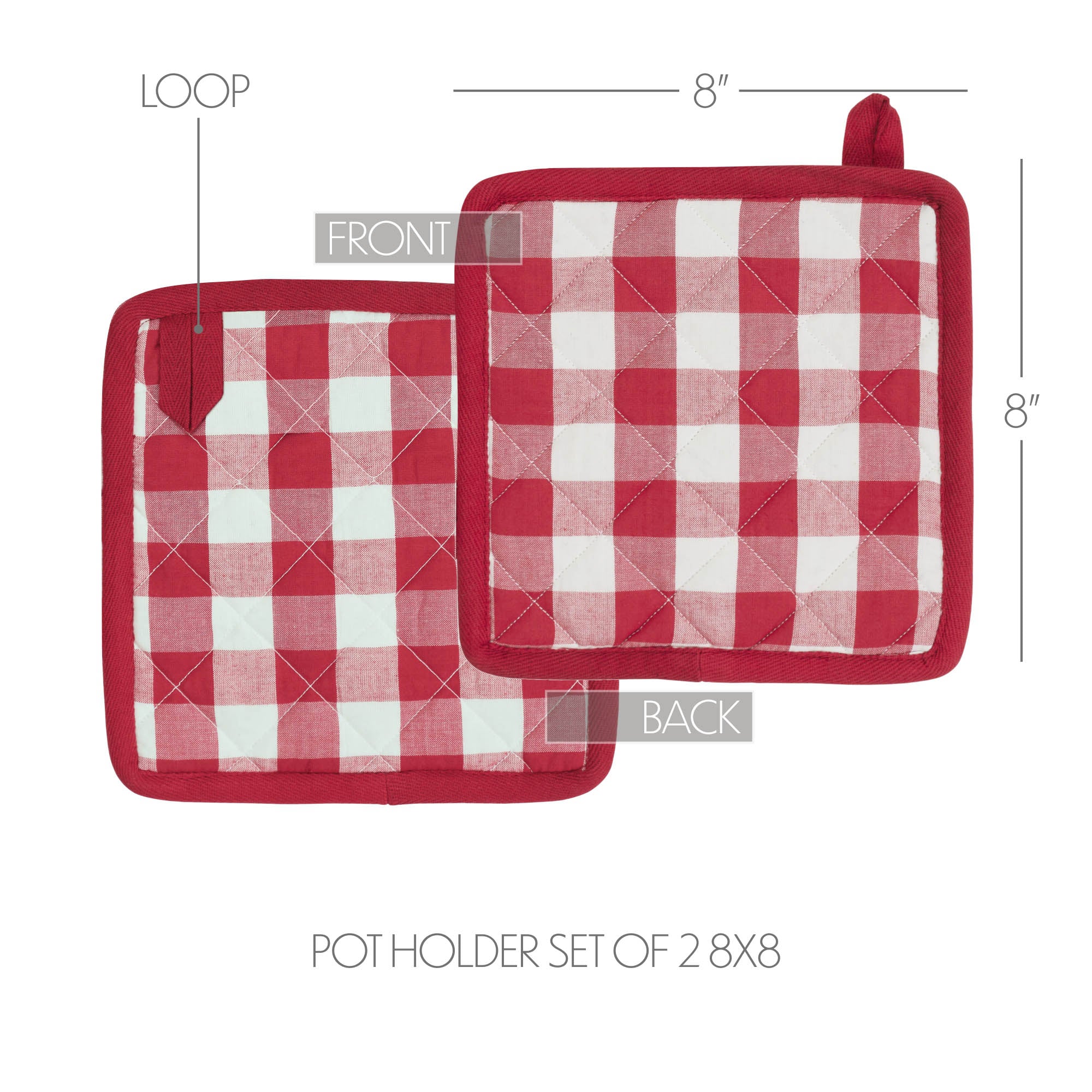Set of 2 Annie Buffalo Check Red Pot Holders - Image 3
