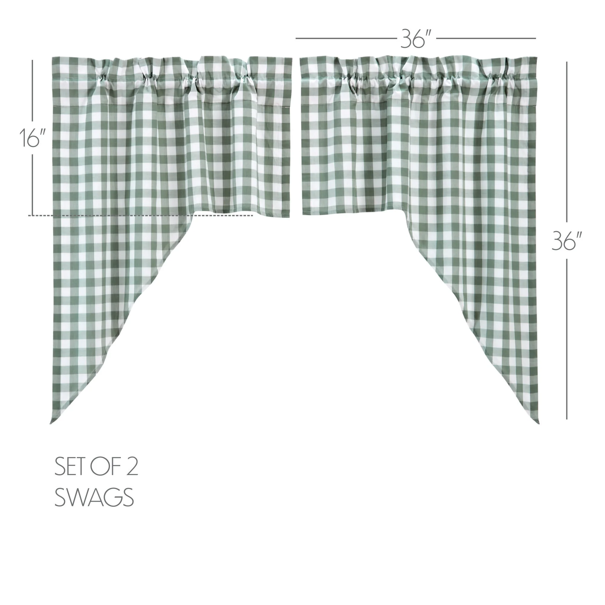 💙 Set of 2 Annie Buffalo Green Check Swag 36'' x 36'' - Image 3
