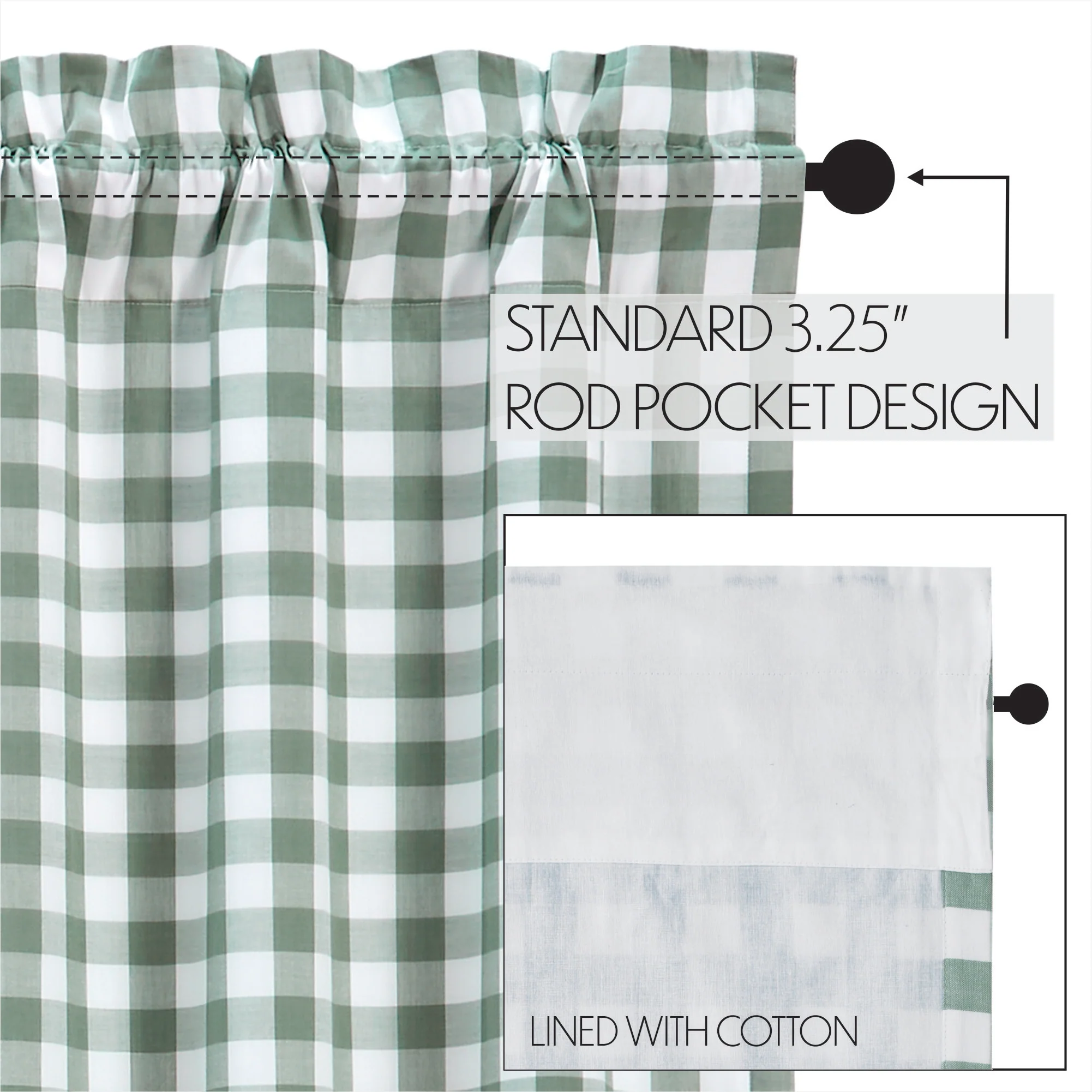 💙 Set of 2 Annie Buffalo Green Check Swag 36'' x 36'' - Image 5