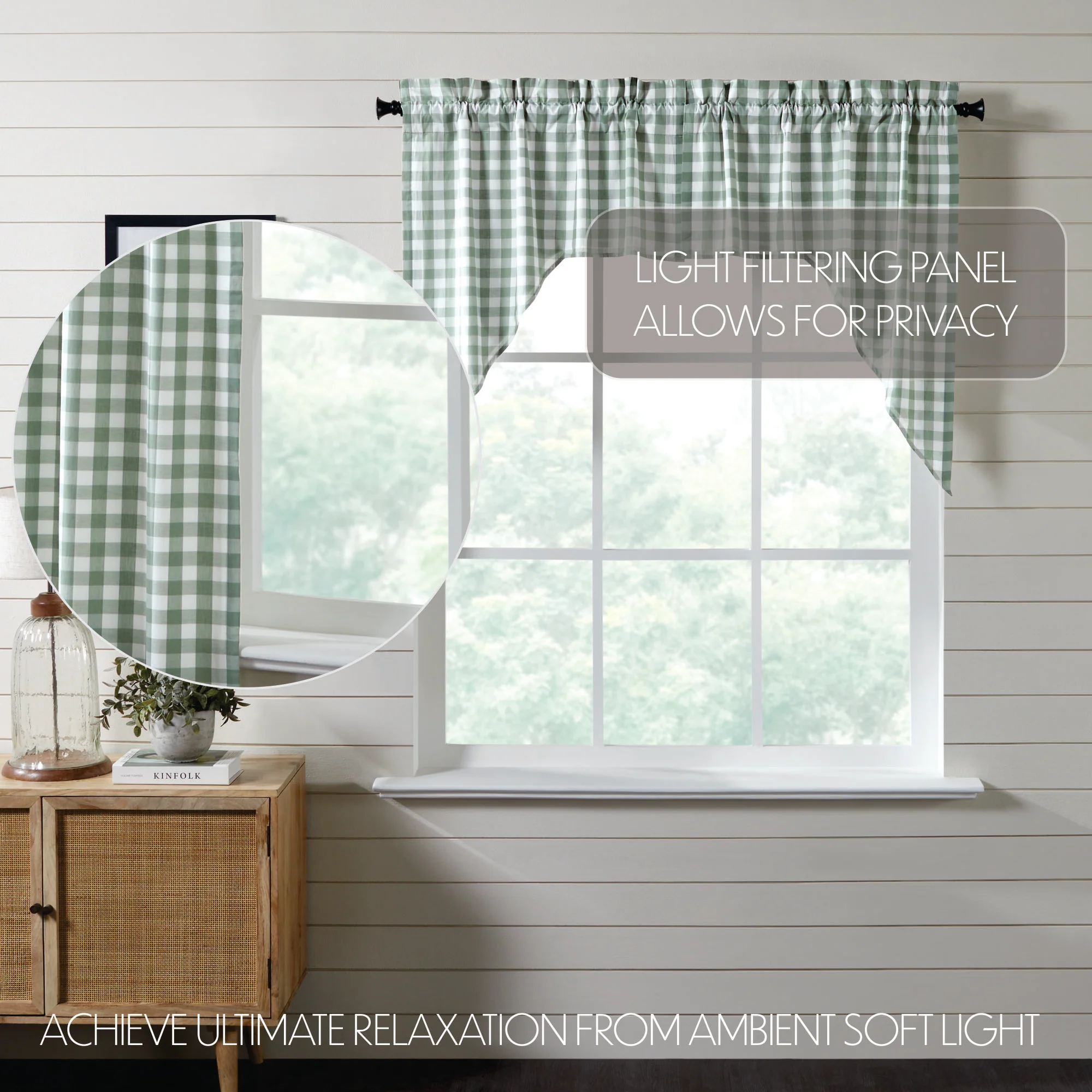 💙 Set of 2 Annie Buffalo Green Check Swag 36'' x 36'' - Image 8