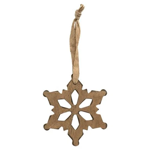 Set of 2 Antiqued Wooden Snowflake Ornaments - Image 2