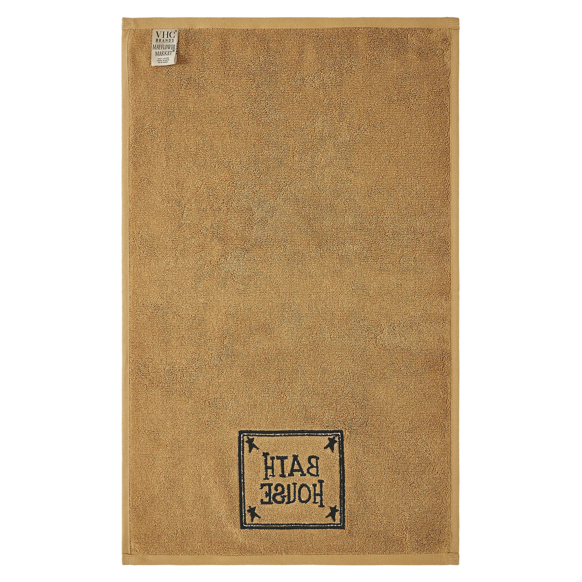 Set of 2 Bath House Prim Stars Tan Hand Towels - Image 3