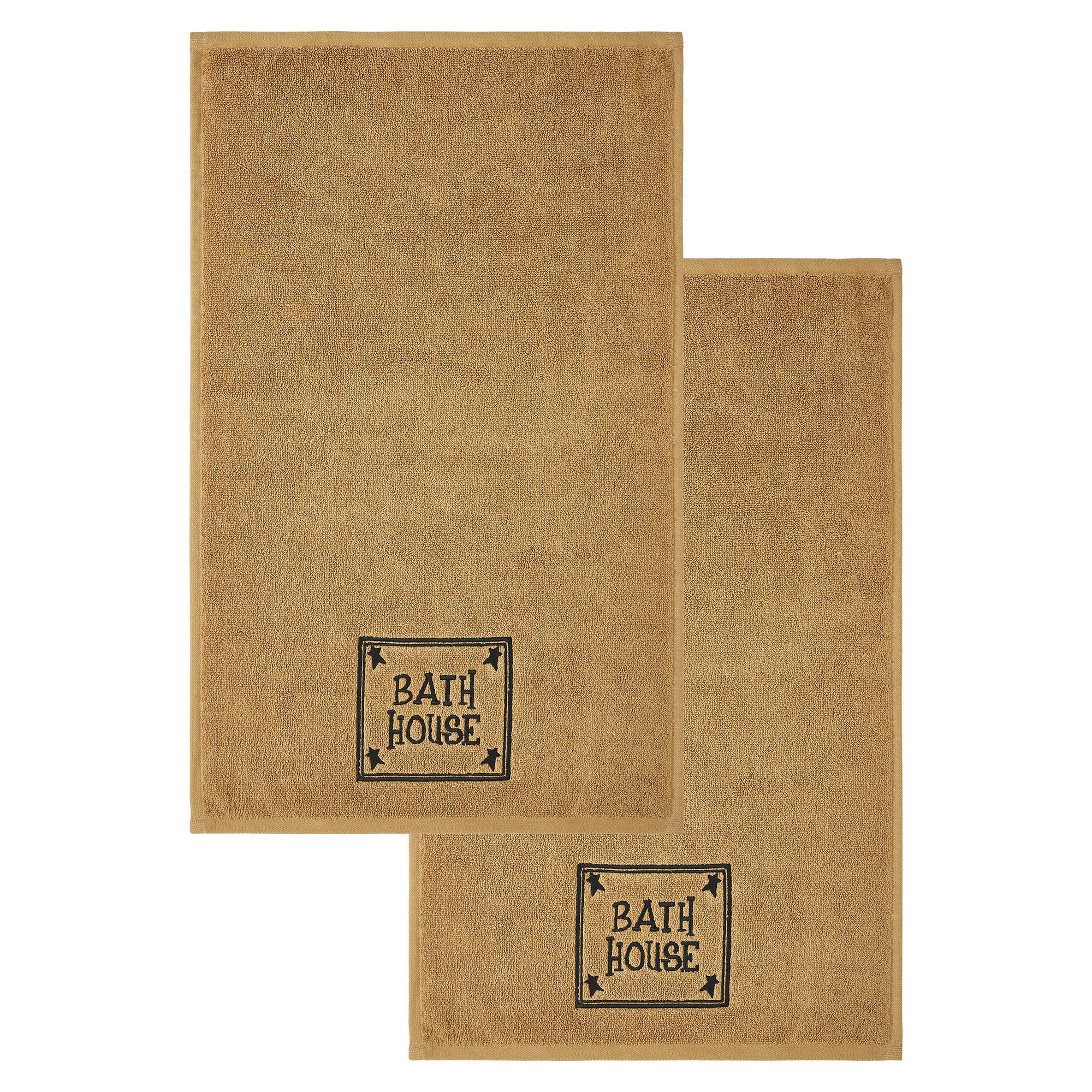 Set of 2 Bath House Prim Stars Tan Hand Towels - Image 4