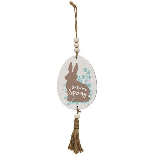 💙 Set of 2 Beaded Bunny Silhouette Egg Ornaments - Image 3