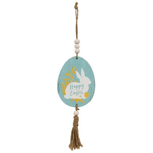 💙 Set of 2 Beaded Bunny Silhouette Egg Ornaments - Image 4