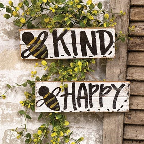 Set of 2 Bee Happy and Kind Hanging Signs - Image 4