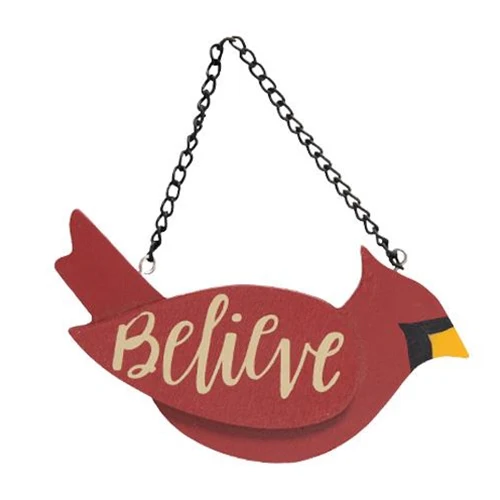 ๐ Set of 2 Believe & Love Wooden Cardinal Ornaments - Image 2