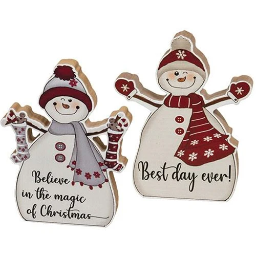 Set of 2 Best Day Ever Chunky Snowman Sitter Signs - Image 2
