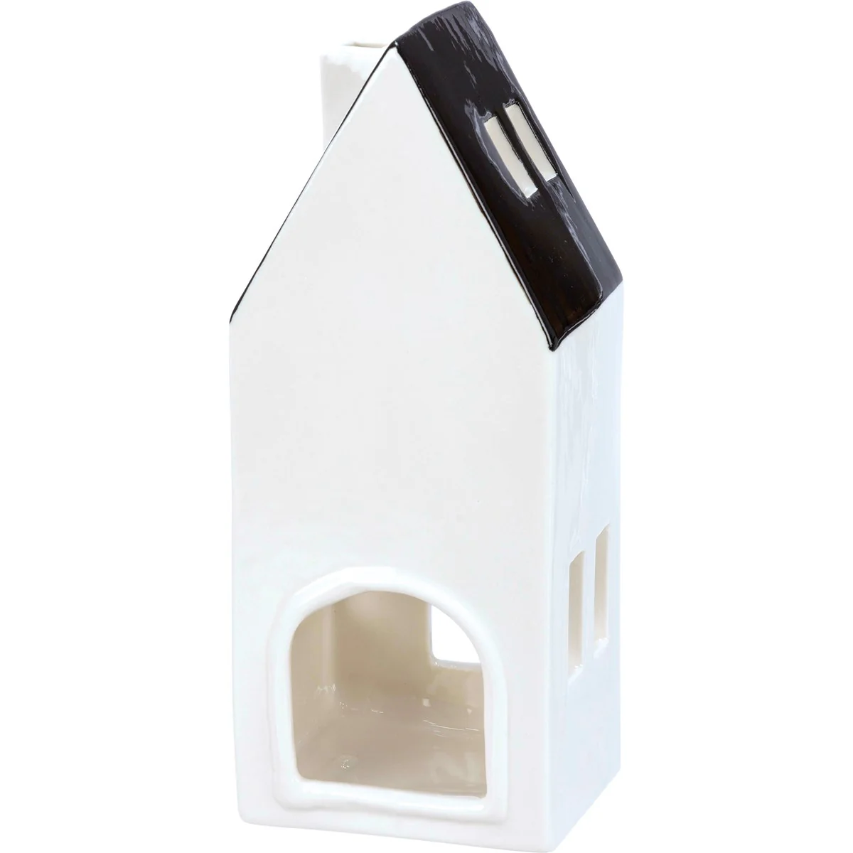 Set of 2 Black And White Houses Ceramic Tealight Holders - Image 2