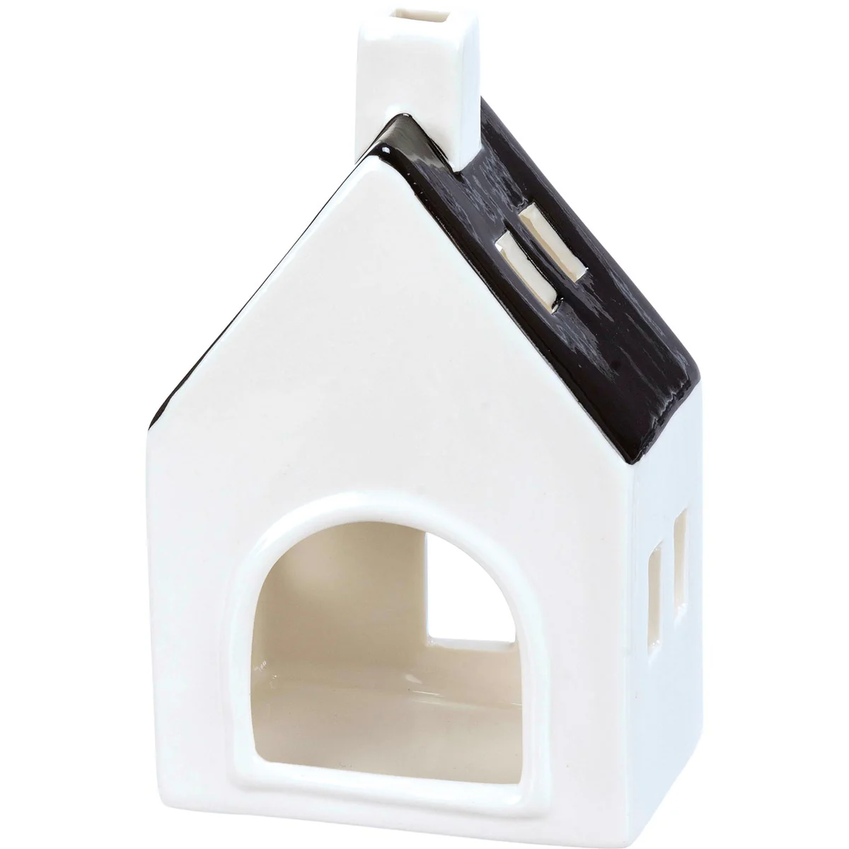 Set of 2 Black And White Houses Ceramic Tealight Holders - Image 3