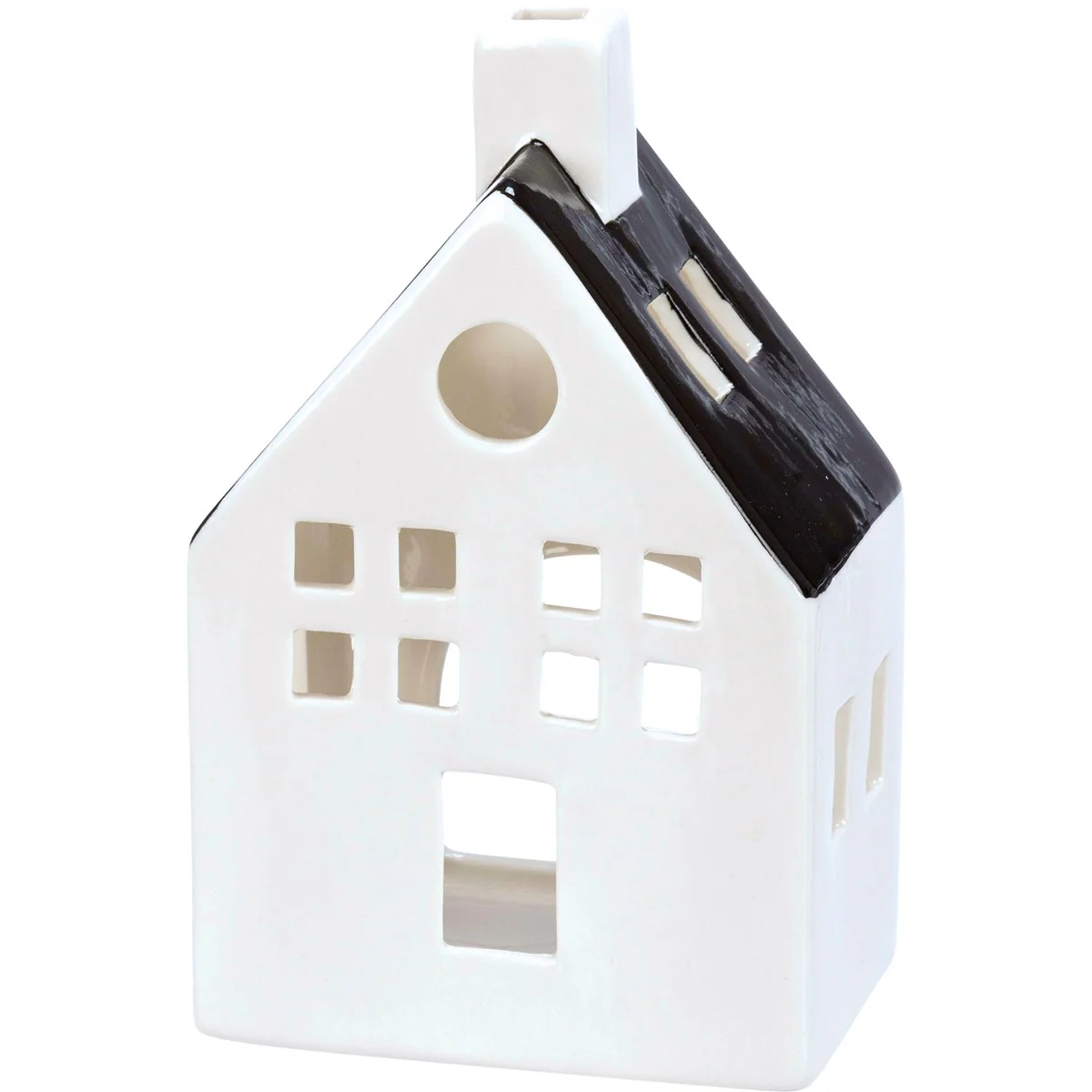 Set of 2 Black And White Houses Ceramic Tealight Holders - Image 5