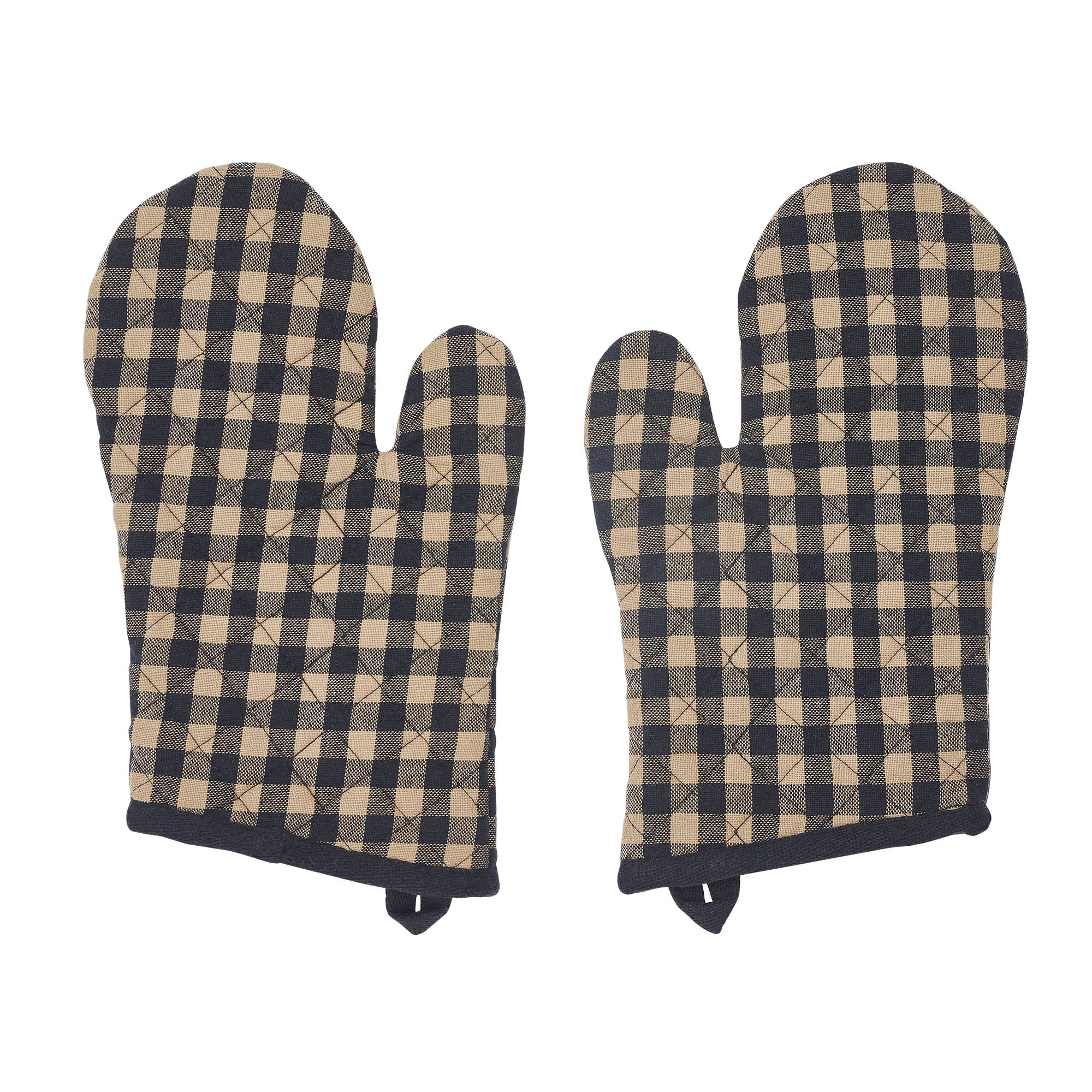 Set of 2 Black Check Oven Mitt Pot Holders - Image 3